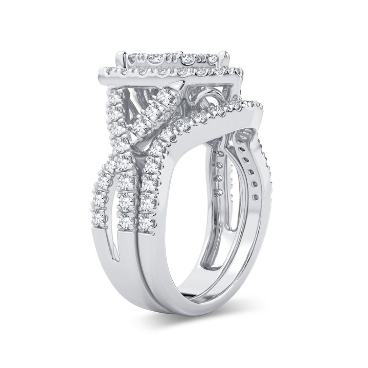 Brilliant 14k White Gold 2CT Lab Diamond Bridal Ring