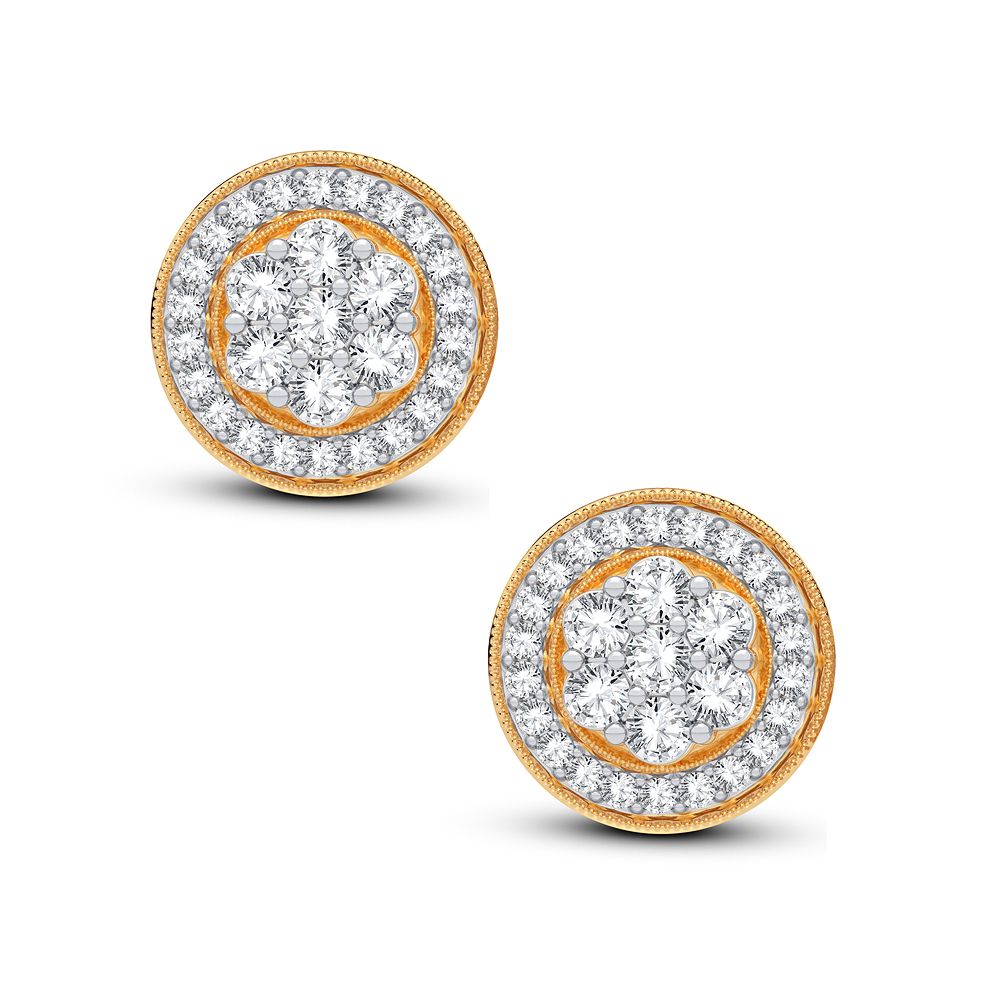 14k Yellow Gold 1CT Lab Diamond Stud Earrings for Women