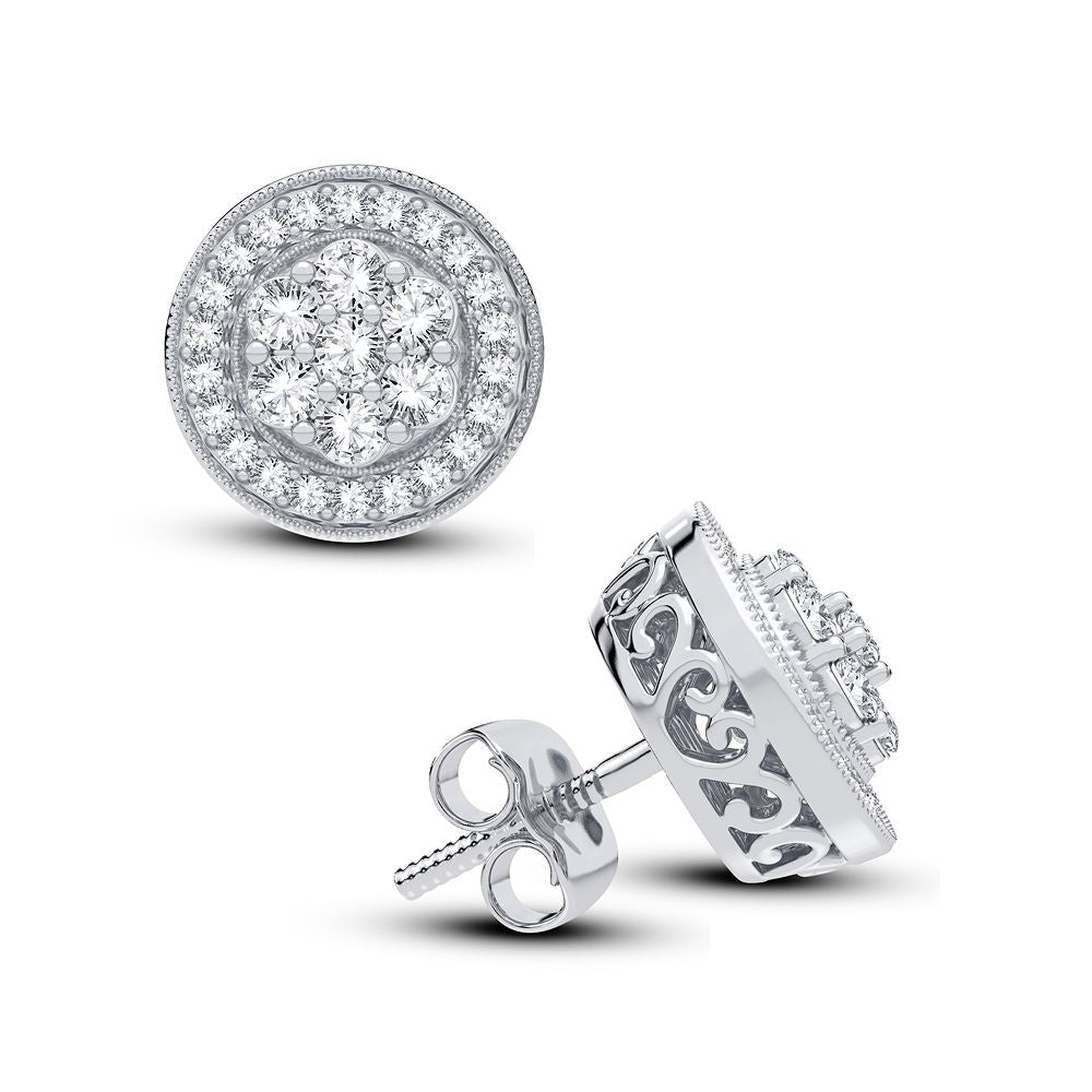 14k White Gold Lab Diamond Stud Earrings - Chic Sparkle