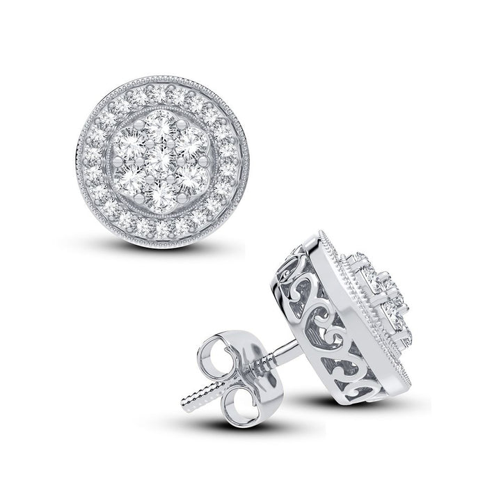 14k White Gold Lab Diamond Stud Earrings - Chic Sparkle