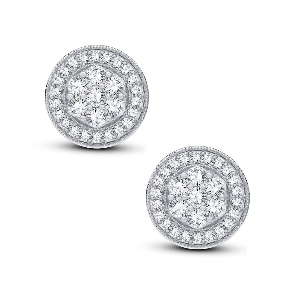 14k White Gold Lab Diamond Stud Earrings - Chic Sparkle