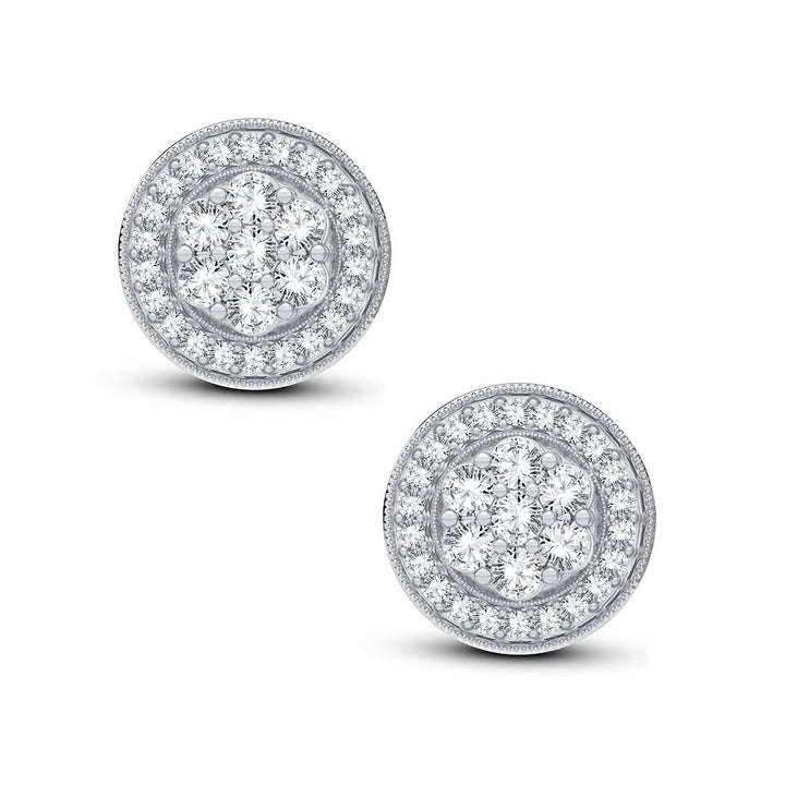 14k White Gold Lab Diamond Stud Earrings - Chic Sparkle
