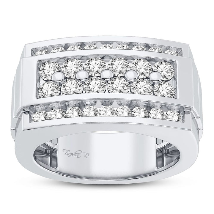 14K White Gold 2CT Lab Diamond Mens Luxury Statement Ring