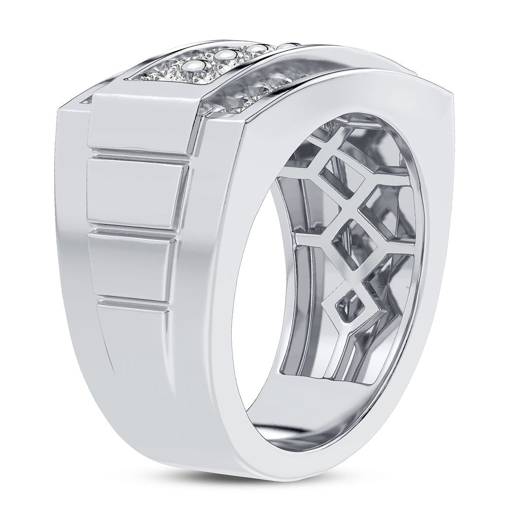 14K White Gold 2CT Lab Diamond Mens Luxury Statement Ring