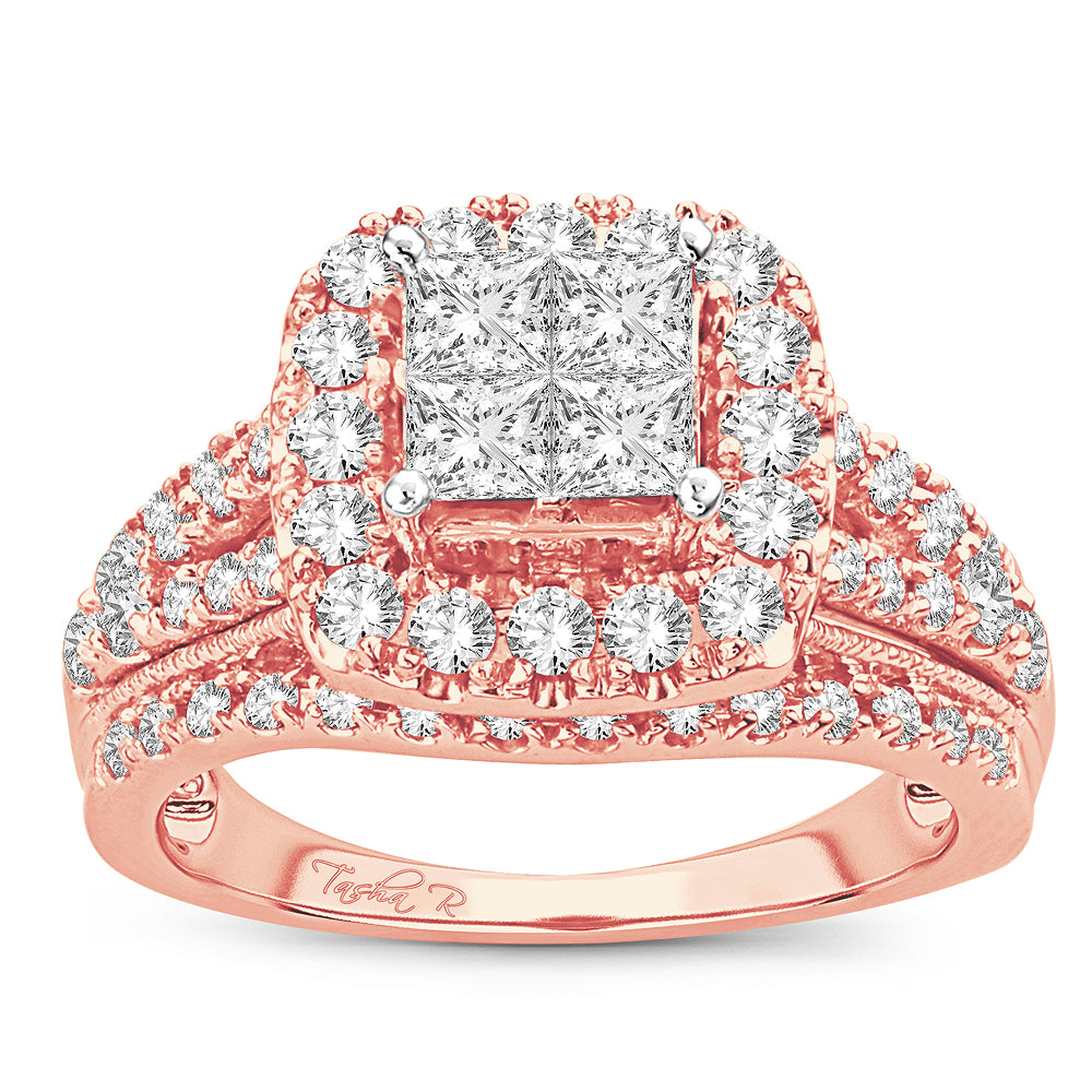 Romantic 14k Rose Gold Lab Diamond Engagement Ring 1.51CT