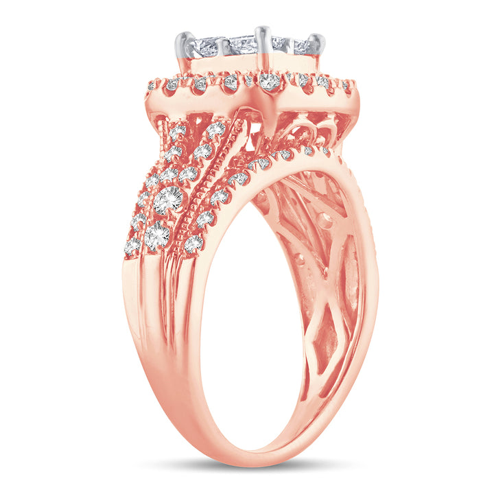 Romantic 14k Rose Gold Lab Diamond Engagement Ring 1.51CT