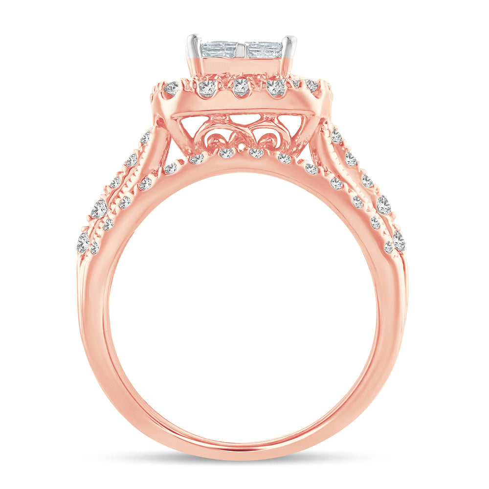 Romantic 14k Rose Gold Lab Diamond Engagement Ring 1.51CT