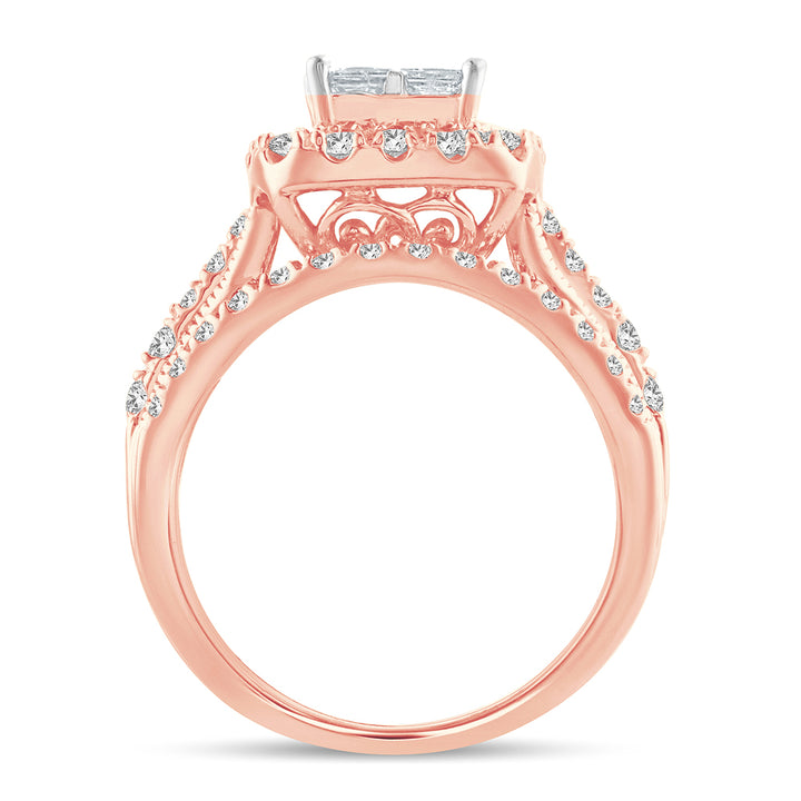 Romantic 14k Rose Gold Lab Diamond Engagement Ring 1.51CT