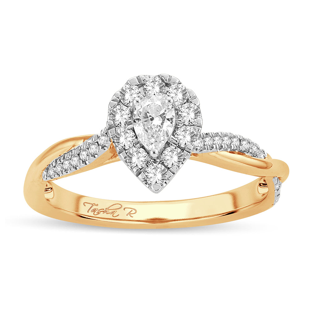 14k Yellow Gold 0.50CT Lab Diamond Womens Engagement Ring