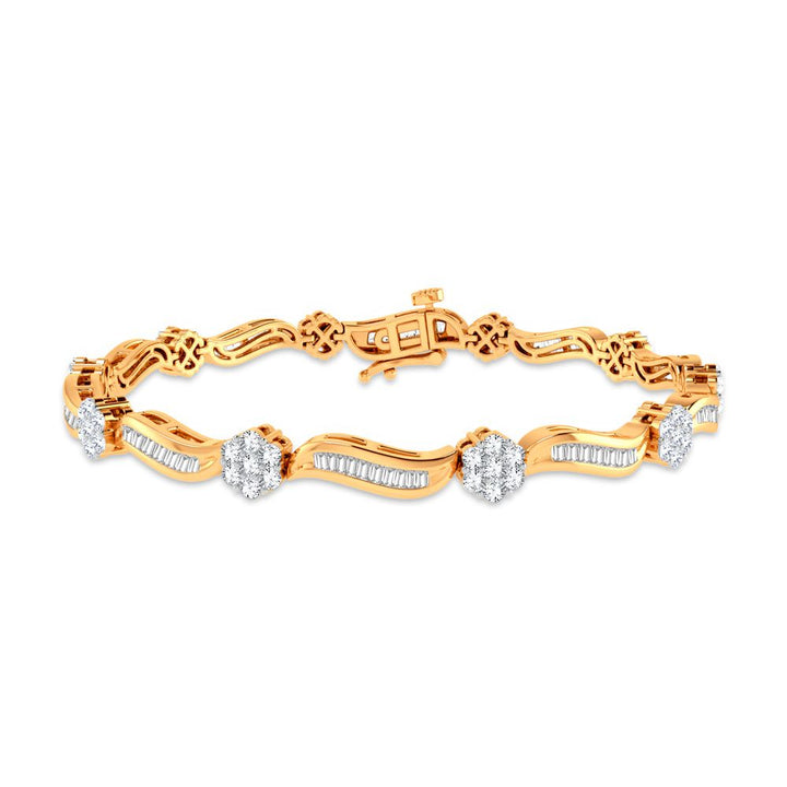 14k Yellow Gold 1.95ct Lab Diamond Womens Charm Bracelet