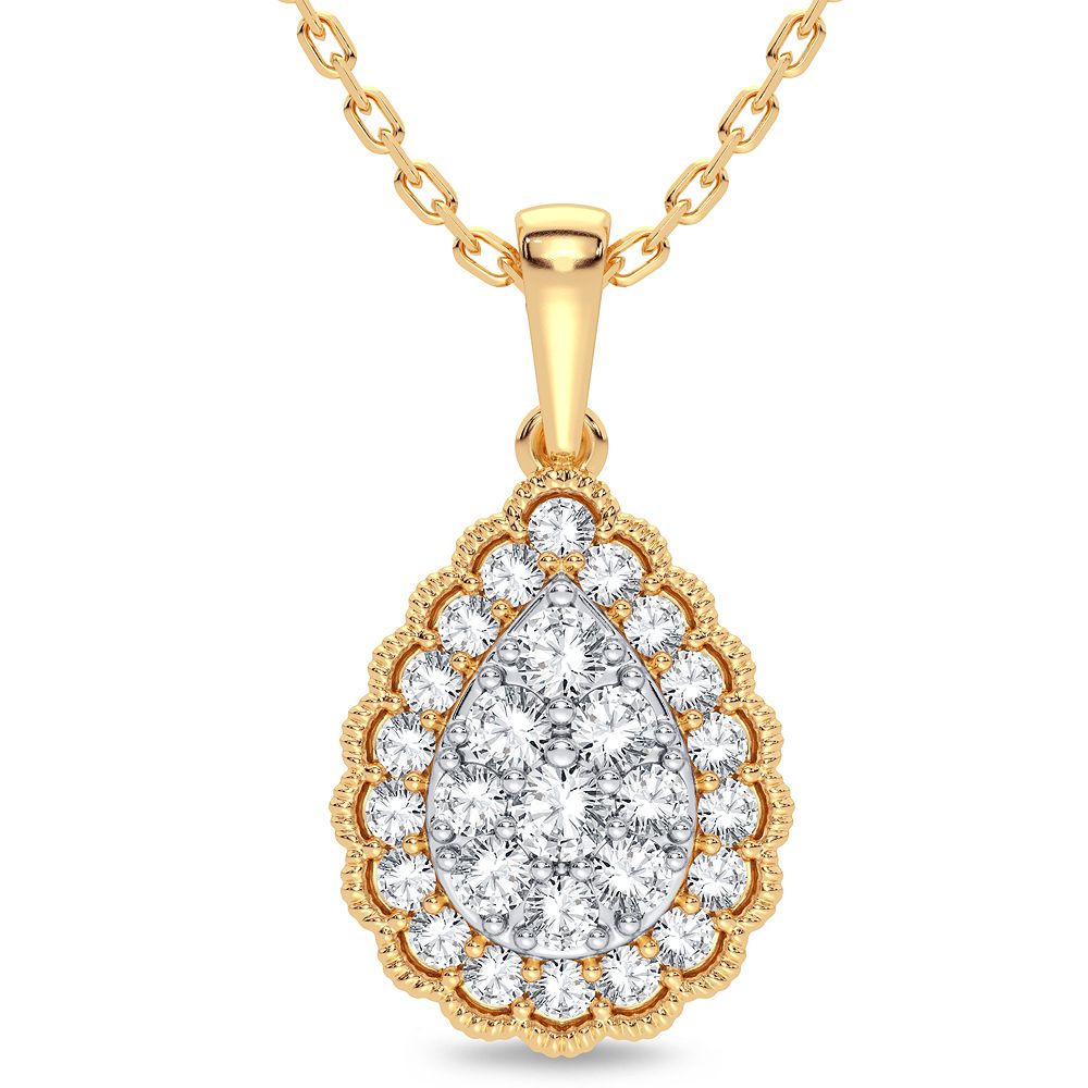 14K Yellow Gold 0.33CT Lab Diamond Womens Pendant Charm