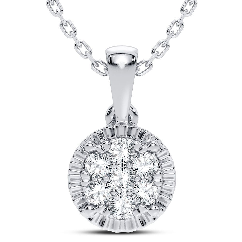 Sparkling 14k White Gold Lab Diamond Womens Pendant Necklace