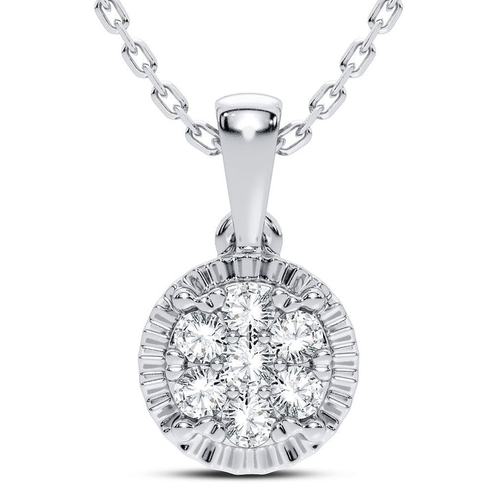 Sparkling 14k White Gold Lab Diamond Womens Pendant Necklace