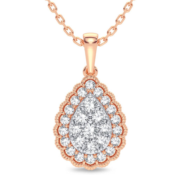 Delicate 14k Rose Gold 0.33CT Lab Diamond Pendant for Her