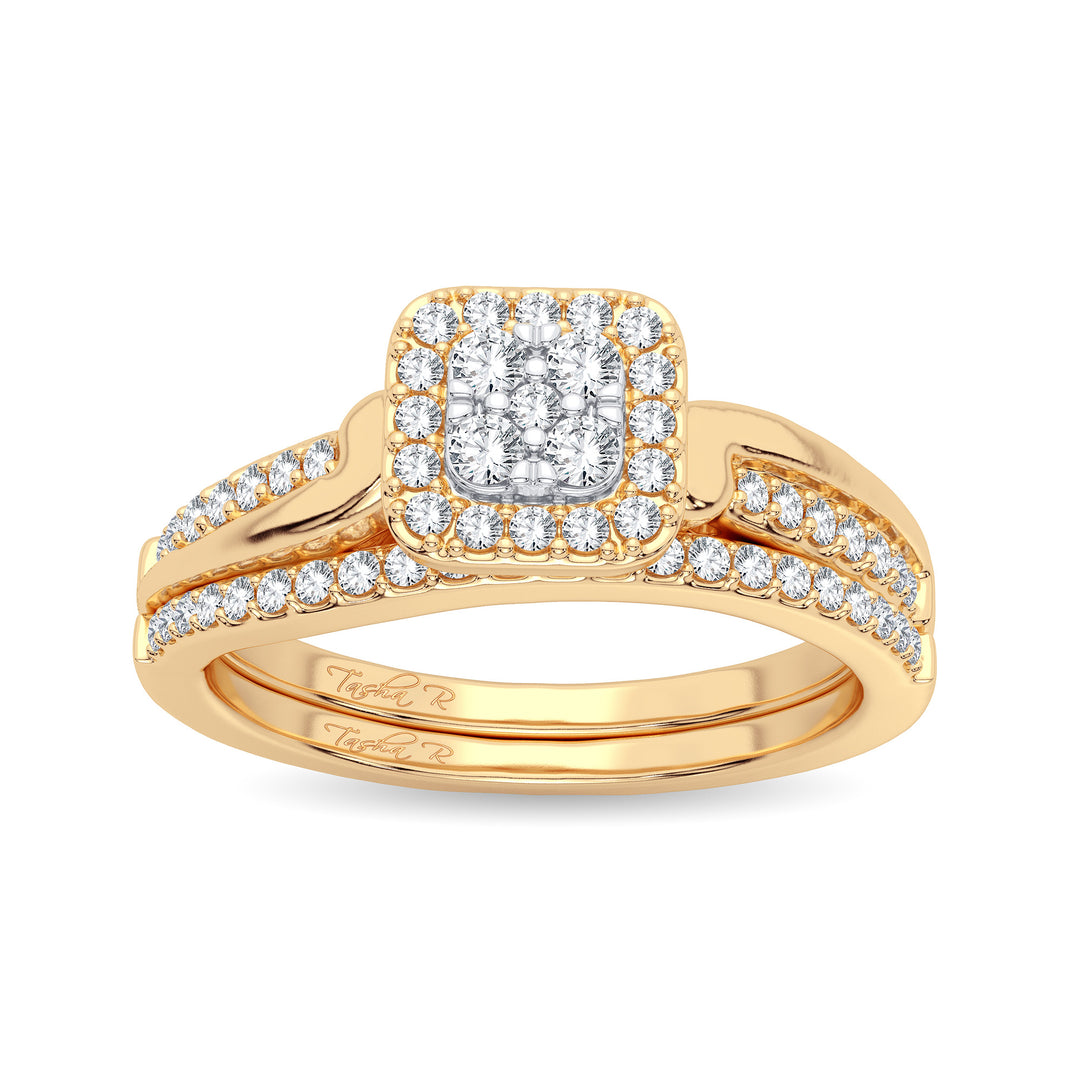 Elegant 14k Yellow Gold 0.40CT Lab Diamond Bridal Ring