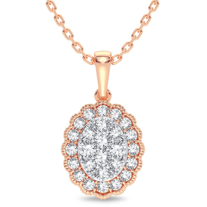 Delicate 14k Rose Gold Lab Diamond Womens Pendant