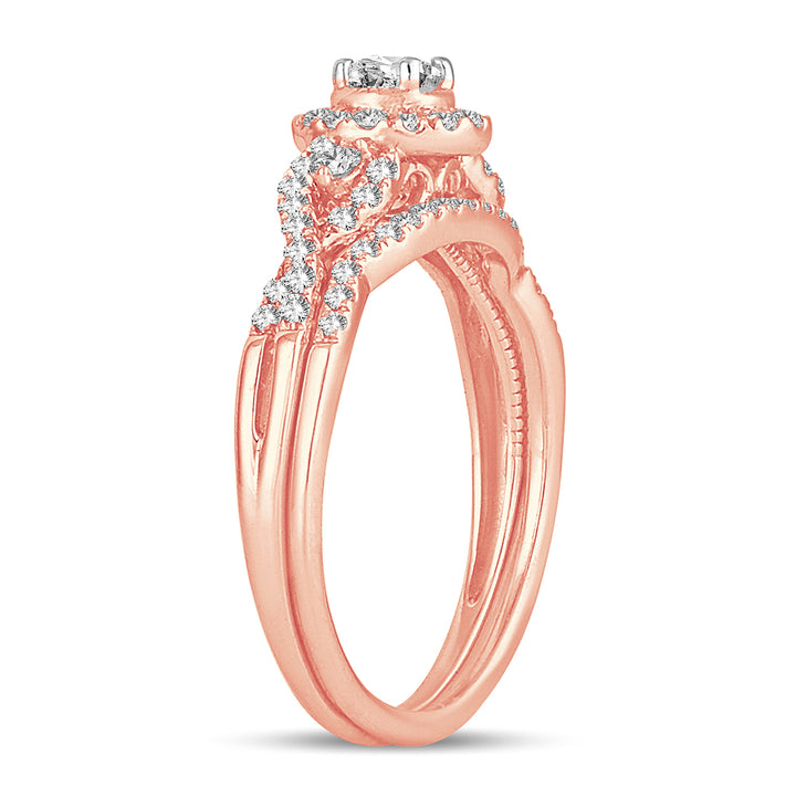 Timeless 14k Rose Gold Lab Diamond Bridal Ring