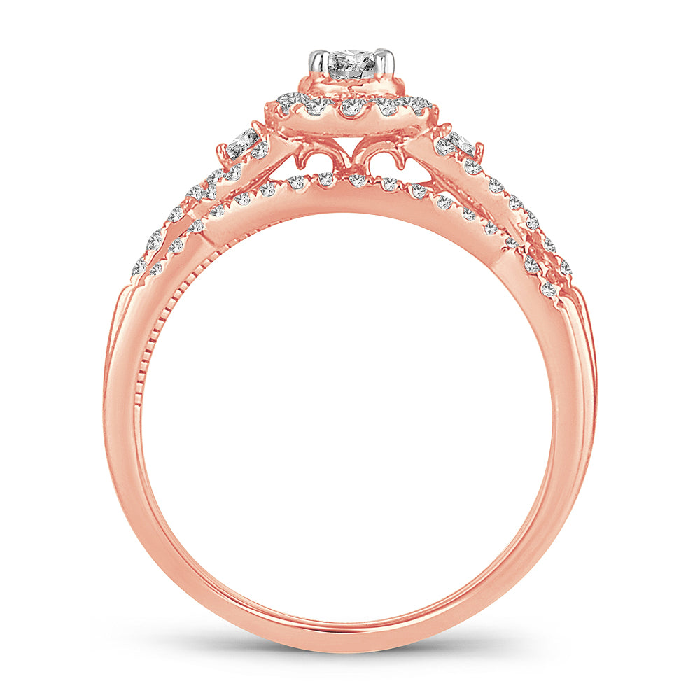 Timeless 14k Rose Gold Lab Diamond Bridal Ring