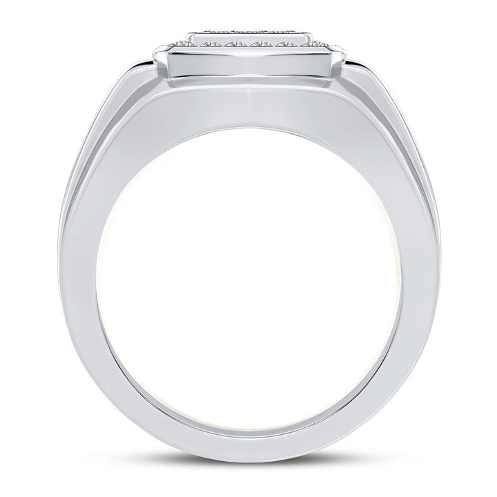 14K White Gold Lab Diamond Mens Statement Ring