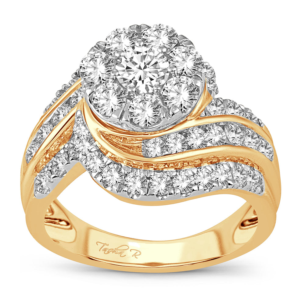 14K Yellow Gold 2CT Lab Diamond Bridal Engagement Ring