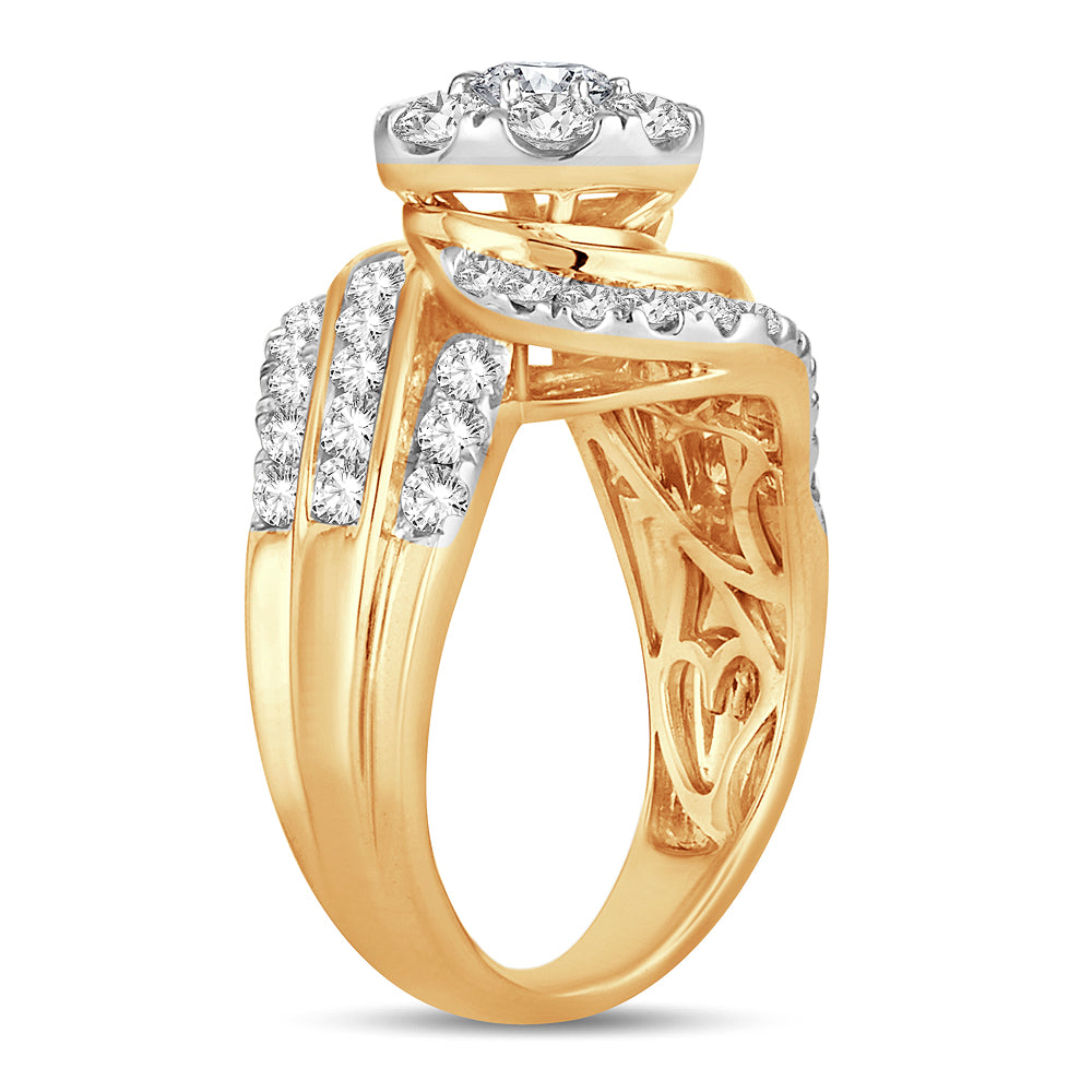14K Yellow Gold 2CT Lab Diamond Bridal Engagement Ring