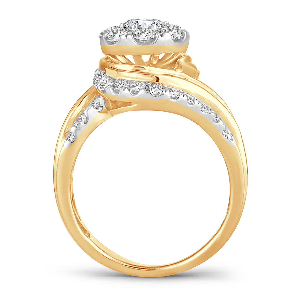 14K Yellow Gold 2CT Lab Diamond Bridal Engagement Ring