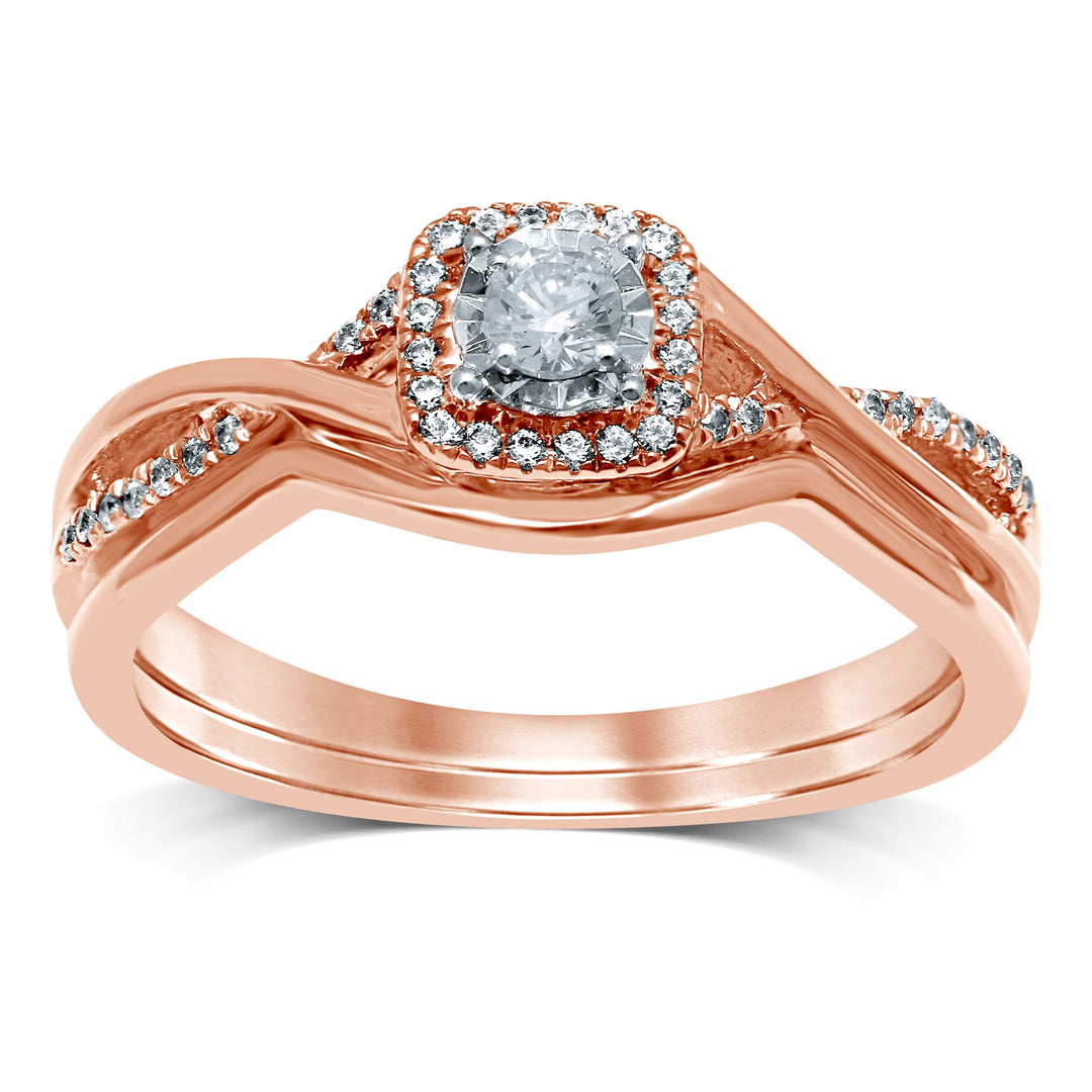 Romantic 14k Rose Gold Lab Diamond Bridal Ring