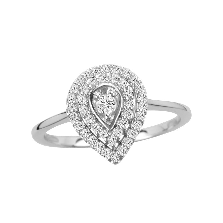 Chic 14k White Gold Lab Diamond Womens Fashion Ring