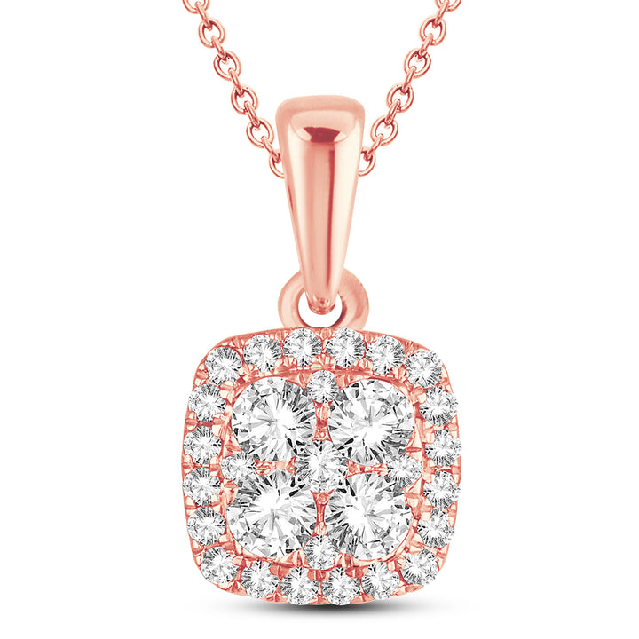 Delicate 14k Rose Gold Lab Diamond Womens Pendant