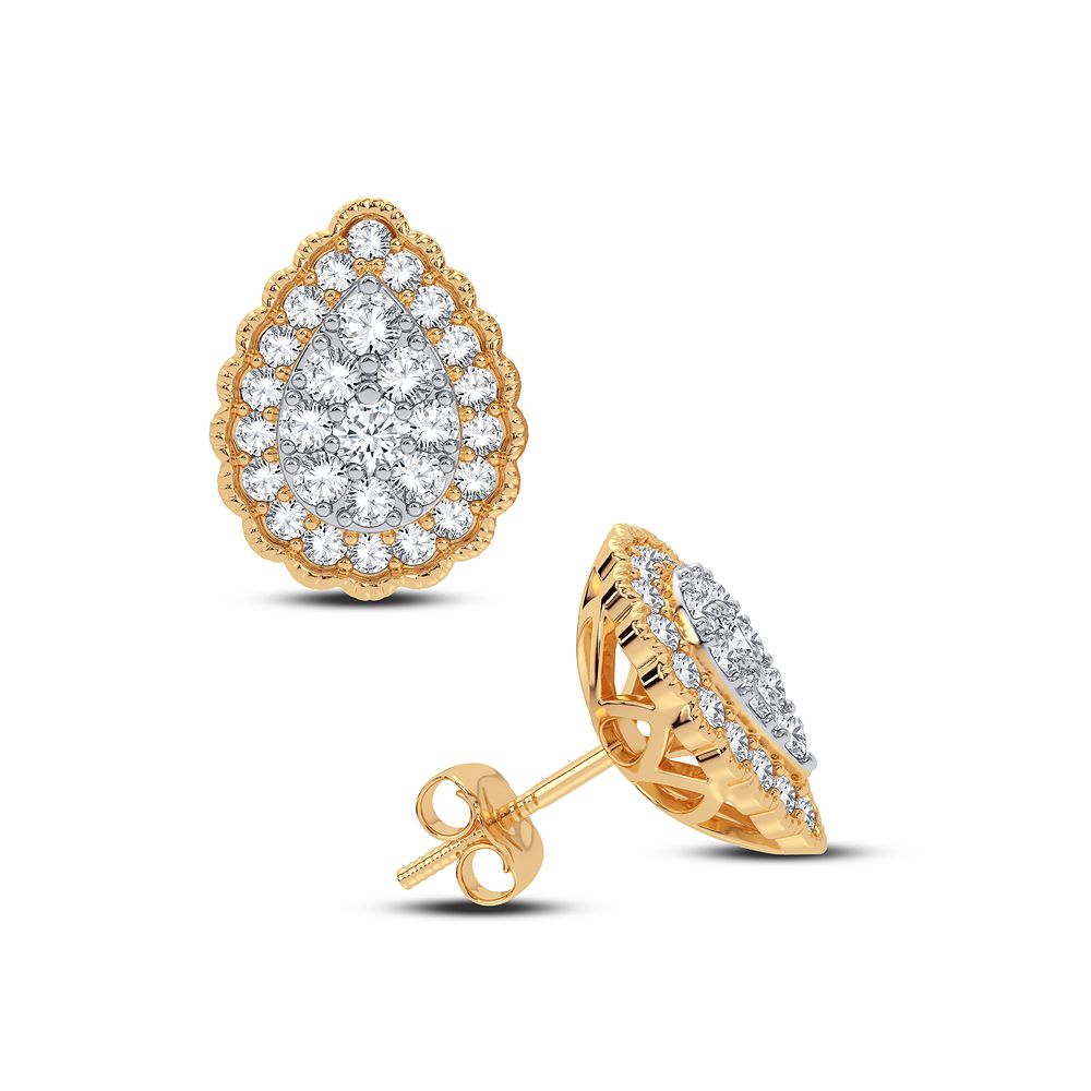 Brilliant Lab Diamond Earrings in 14k Yellow Gold