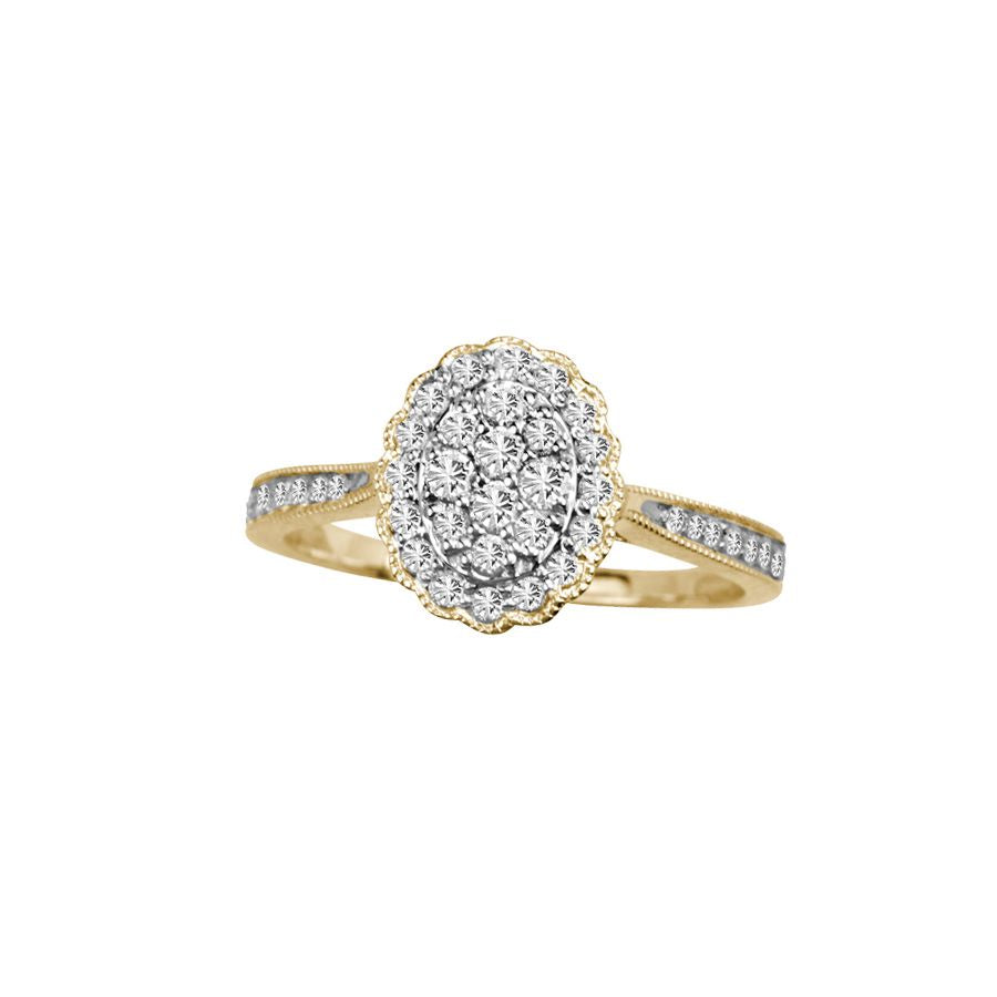 Chic 14k Yellow Gold 0.40CT Lab Diamond Womens Fashion Ring