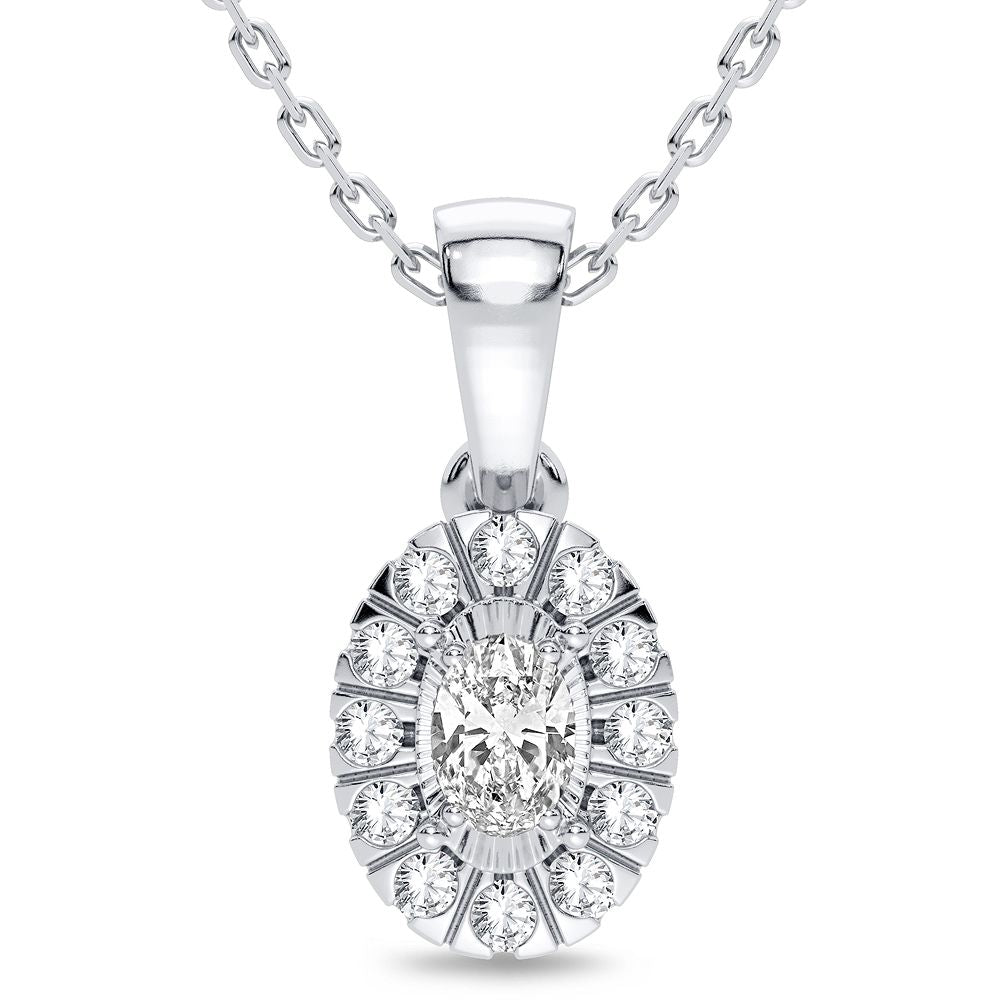 Elegant 14k White Gold 0.25CT Lab Diamond Pendant