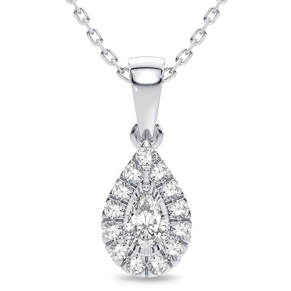 14k White Gold 0.25CT Lab Diamond Womens Pendant Necklace