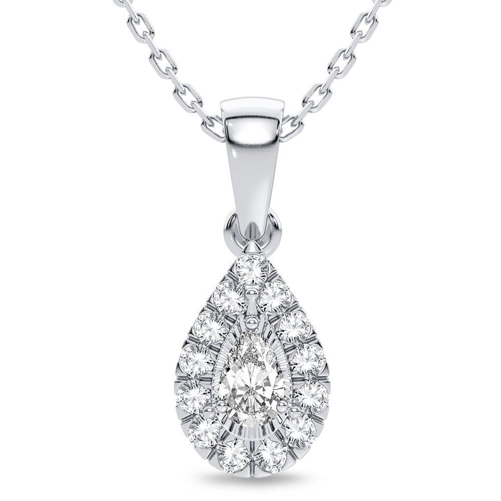 14k White Gold 0.25CT Lab Diamond Womens Pendant Necklace