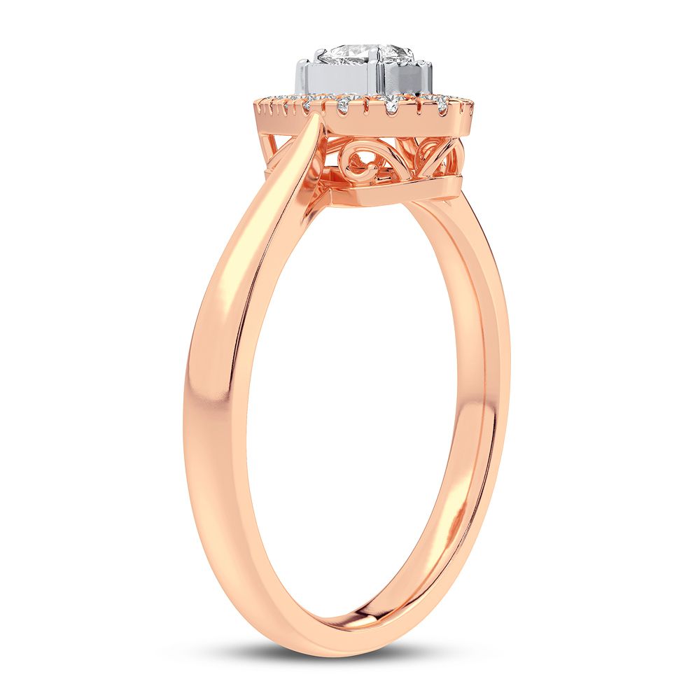 Romantic 14k Rose Gold Lab Diamond Promise Ring (0.25CT)