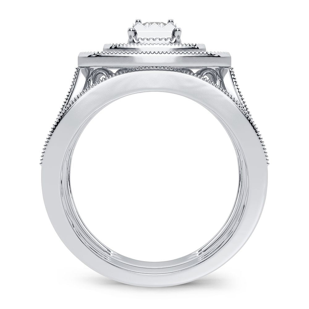 Sparkling 1CT Lab Diamond Engagement Ring in White Gold