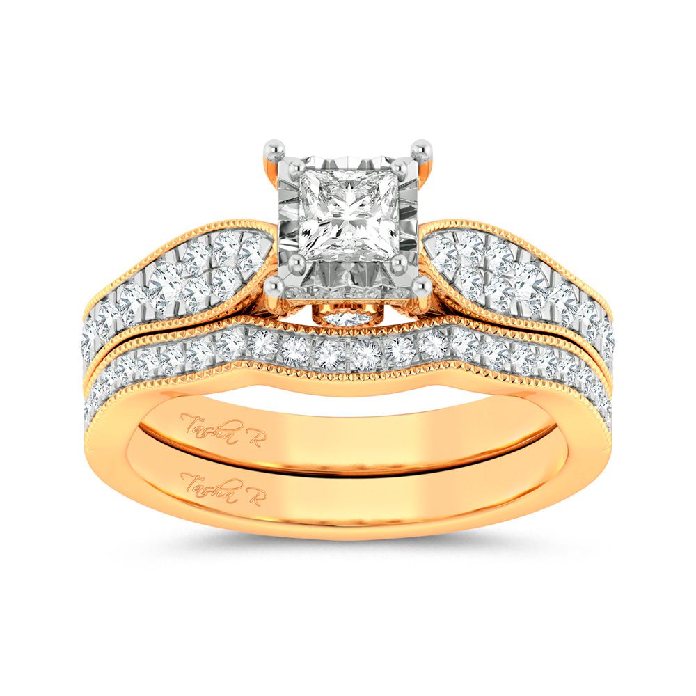 14k Yellow Gold 0.9ct Lab Diamond Womens Bridal Ring