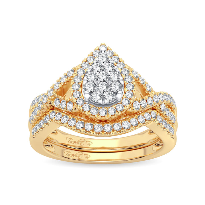 Elegant 14k Yellow Gold 0.50ct Lab Diamond Bridal Ring