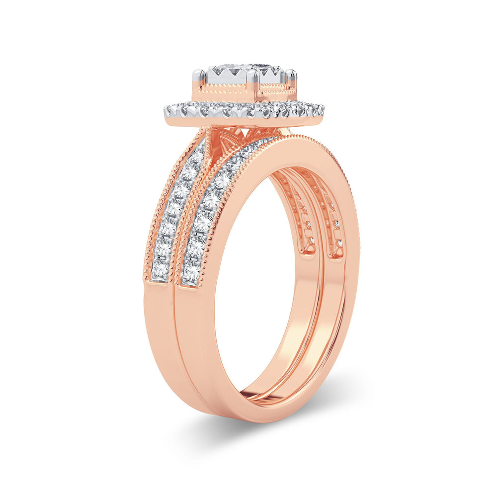 Romantic 14k Rose Gold Lab Diamond Bridal Ring