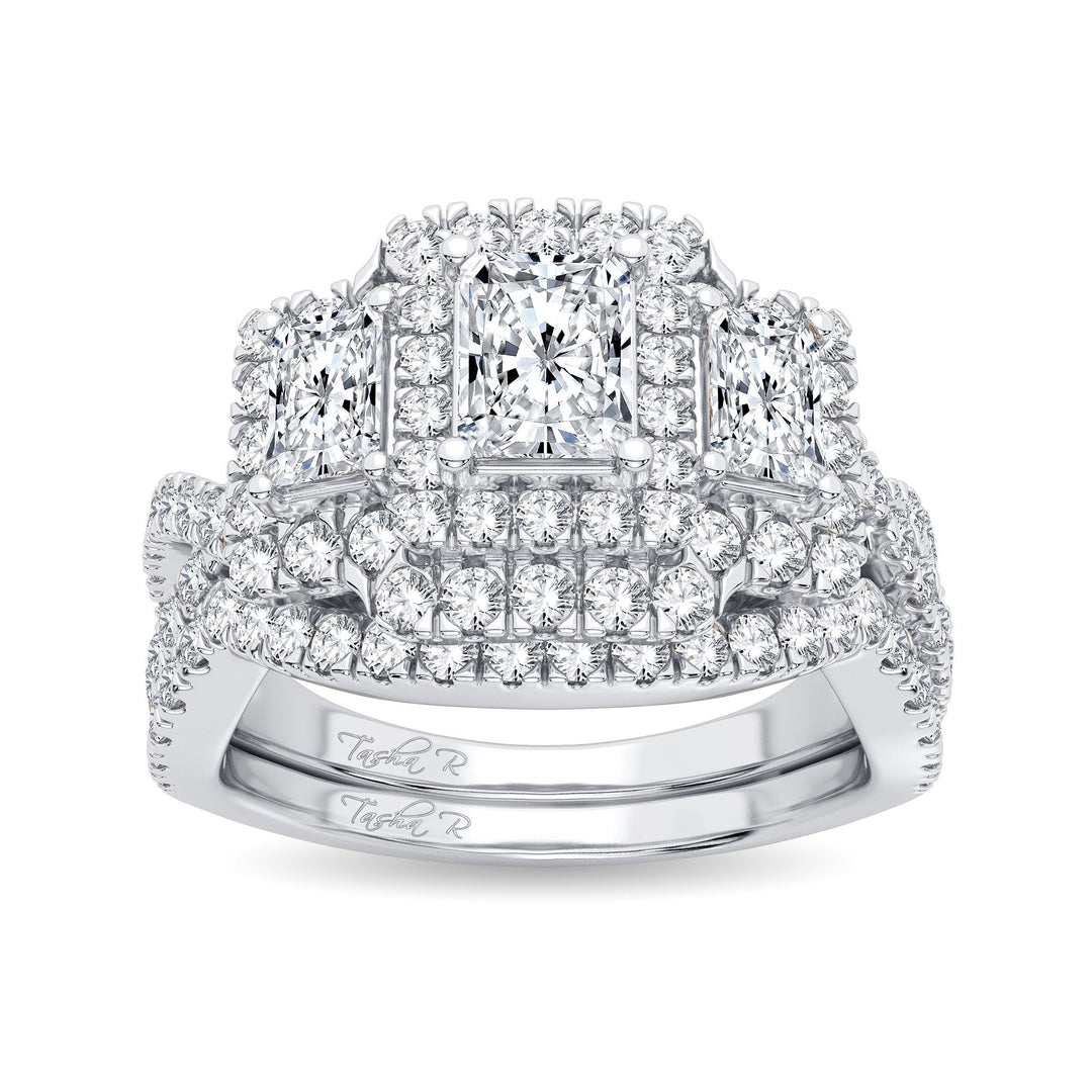 Brilliant 14k White Gold 2CT Lab Diamond Bridal Ring