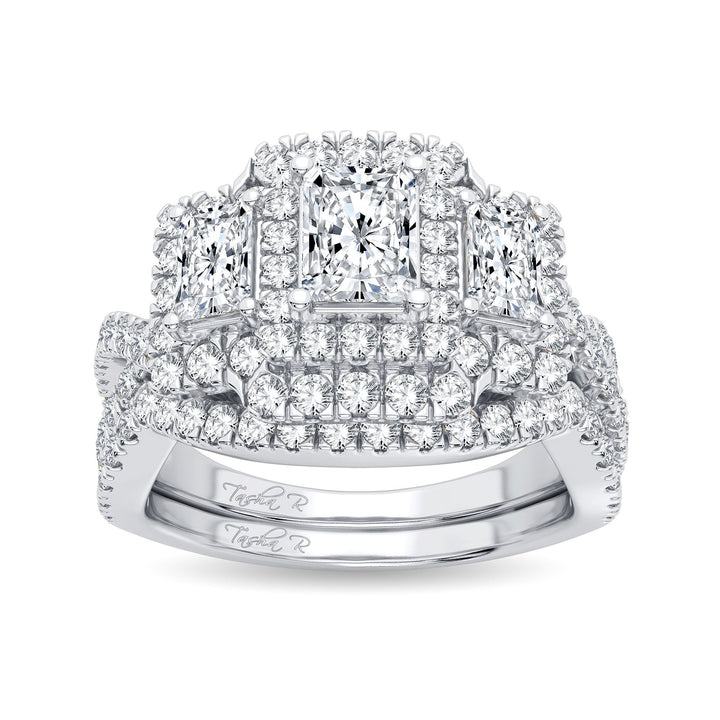 Brilliant 14k White Gold 2CT Lab Diamond Bridal Ring