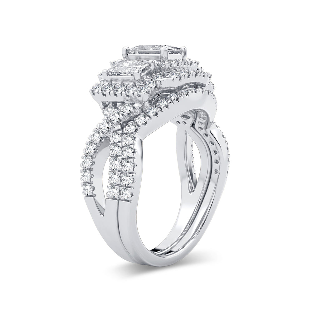 Brilliant 14k White Gold 2CT Lab Diamond Bridal Ring