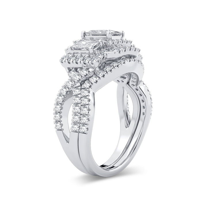 Brilliant 14k White Gold 2CT Lab Diamond Bridal Ring