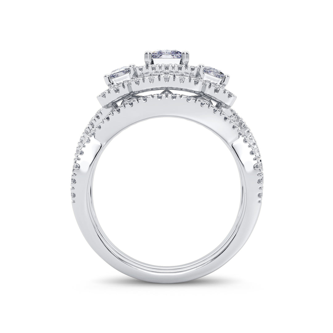Brilliant 14k White Gold 2CT Lab Diamond Bridal Ring