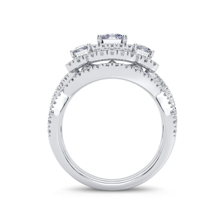 Brilliant 14k White Gold 2CT Lab Diamond Bridal Ring