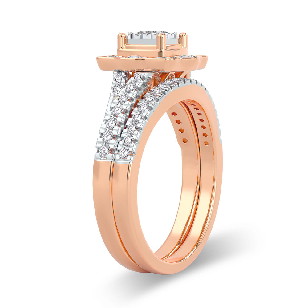 Romantic 14k Rose Gold Lab Diamond Bridal Ring 0.62CT