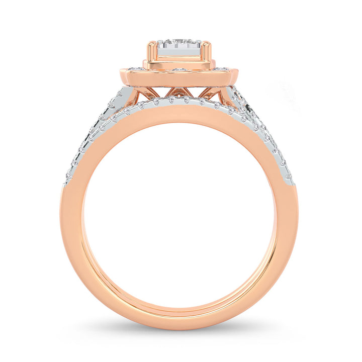 Romantic 14k Rose Gold Lab Diamond Bridal Ring 0.62CT