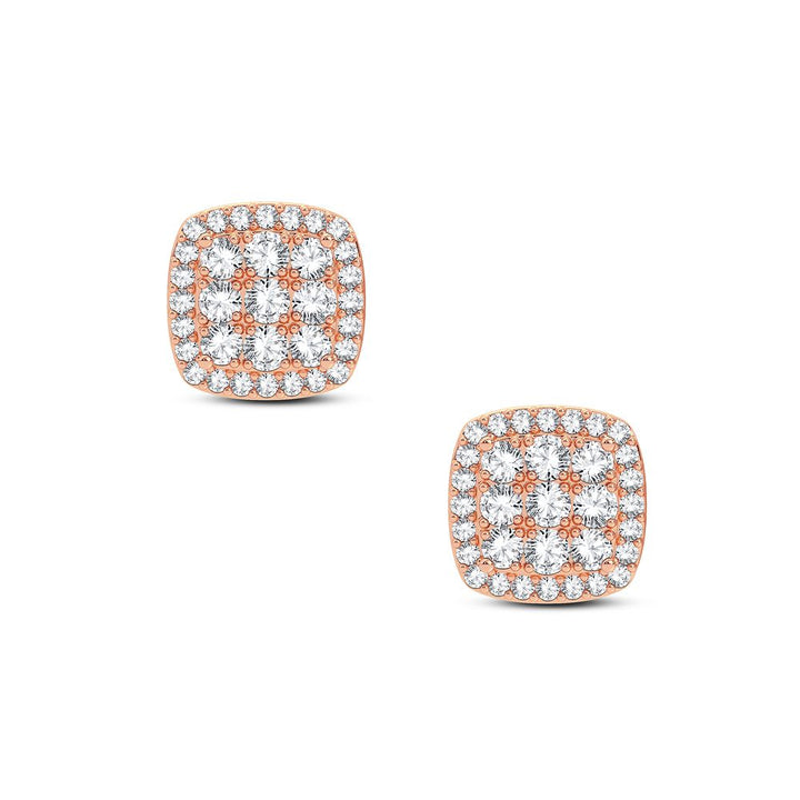 14k Rose Gold Lab Diamond Womens Stud Earring Duo