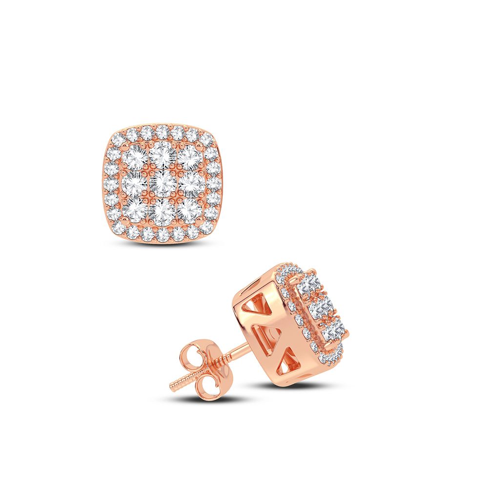 14k Rose Gold Lab Diamond Womens Stud Earring Duo