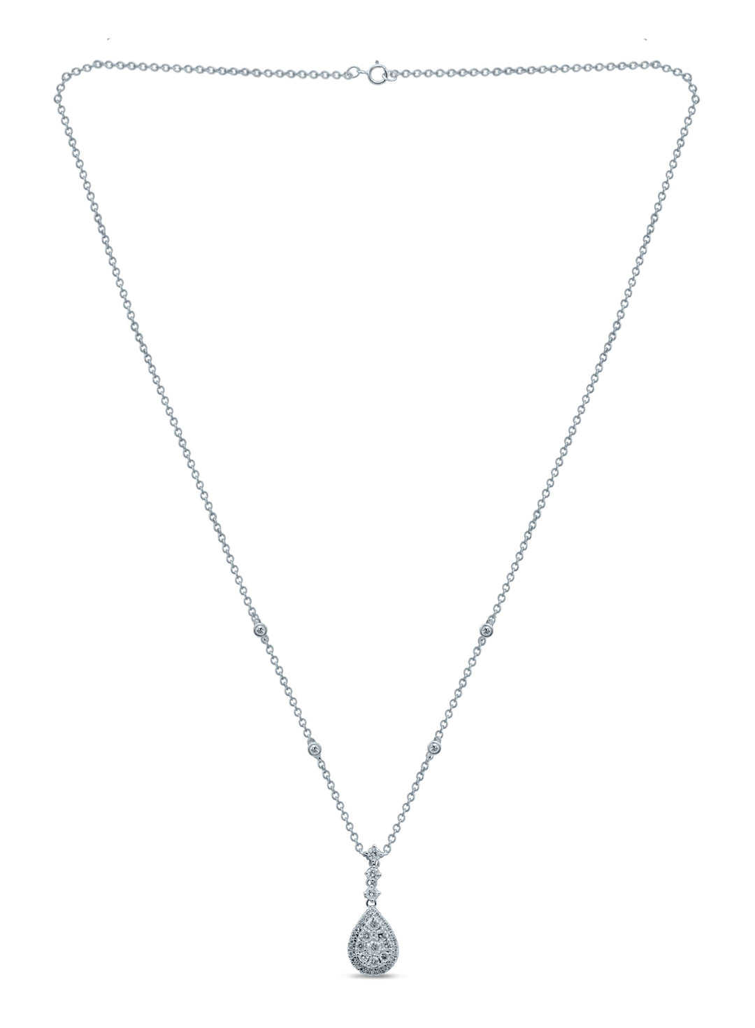 Luminous 14k White Gold 1CT Lab Diamond Pendant Necklace